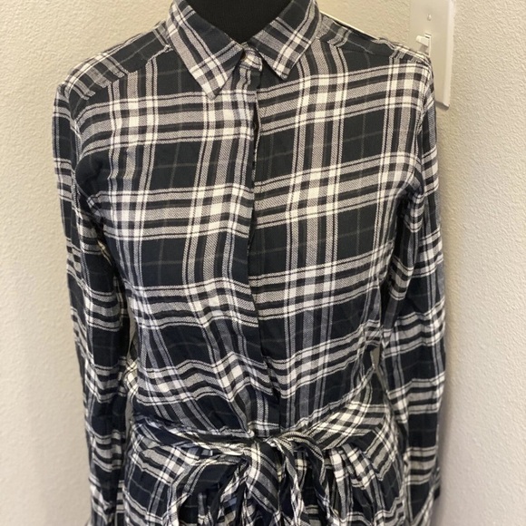 REVOLVE HEARTLOOM KASEY DRESS PLAID SHIRTDRESS BLACK WHITE TIE WAIST XS NEW $120 - Picture 6 of 11
